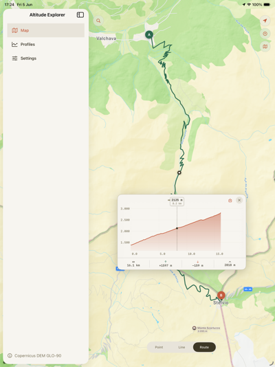 Map view — Altitude Explorer iPad
